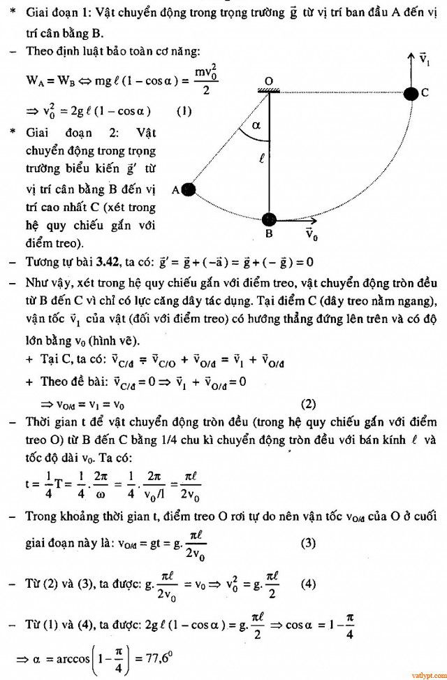 Bài tập Bảo toàn cơ năng con lắc đơn vật lí 10