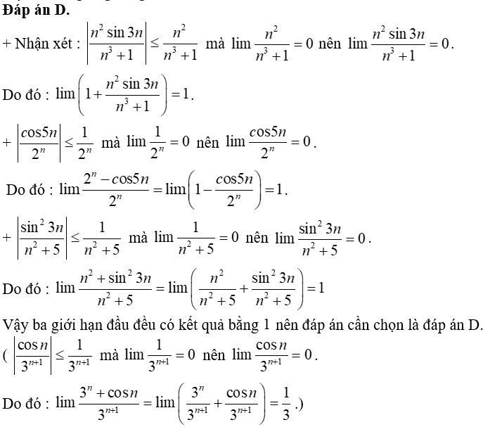 Giới hạn của dãy số, trắc nghiệm toán 11 17