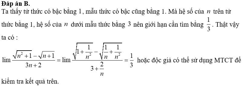 Giới hạn của dãy số, trắc nghiệm toán 11 23