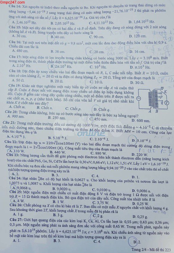 Đề thi vật lí THPT Quốc gia 2019 (file word) 15