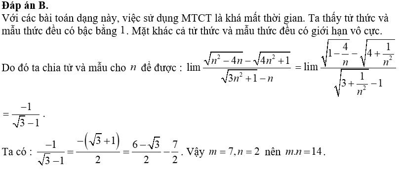 Giới hạn của dãy số, trắc nghiệm toán 11 31