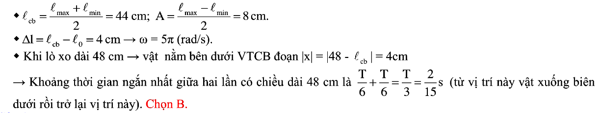 Bài toán chiều dài, các đại lượng cơ bản của con lắc lò xo treo thẳng đứng 45