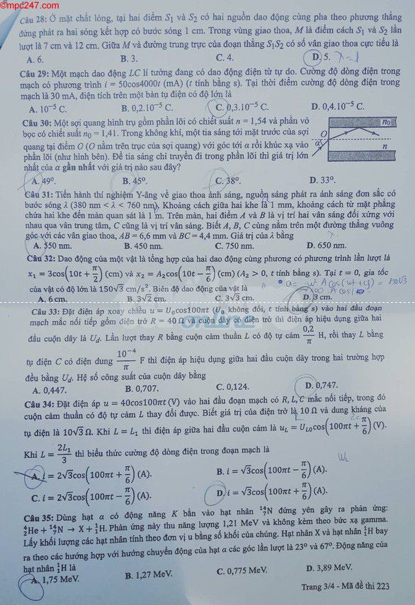 Đề thi vật lí THPT Quốc gia 2019 (file word) 17