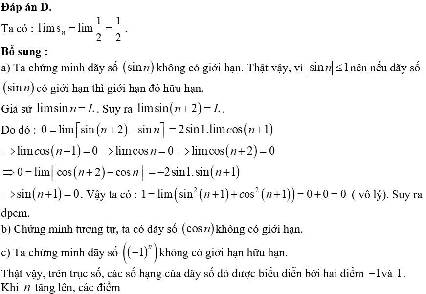 Giới hạn của dãy số, trắc nghiệm toán 11 5