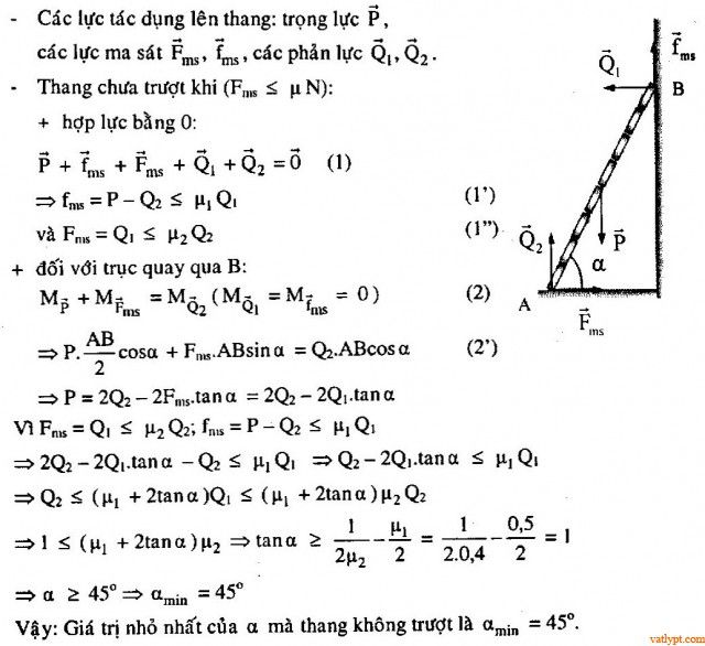 Bài tập cân bằng tổng quát của vật rắn, vật lí 10
