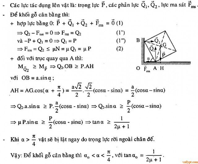Bài tập cân bằng tổng quát của vật rắn, vật lí 10 69