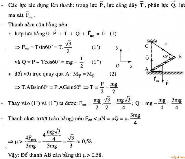 Bài tập cân bằng tổng quát của vật rắn, vật lí 10