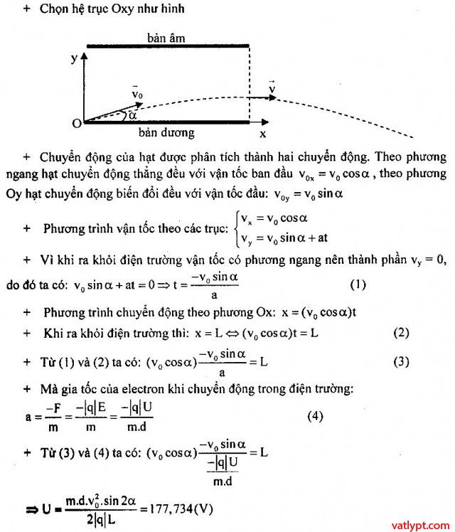 Chuyển động của điện tích trong điện trường đều, vật lí 11 53 Bài tập Chuyển động của điện tích trong điện trường đều, vật lí 11