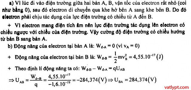 Chuyển động của điện tích trong điện trường đều, vật lí 11 61 Bài tập Chuyển động của điện tích trong điện trường đều, vật lí 11