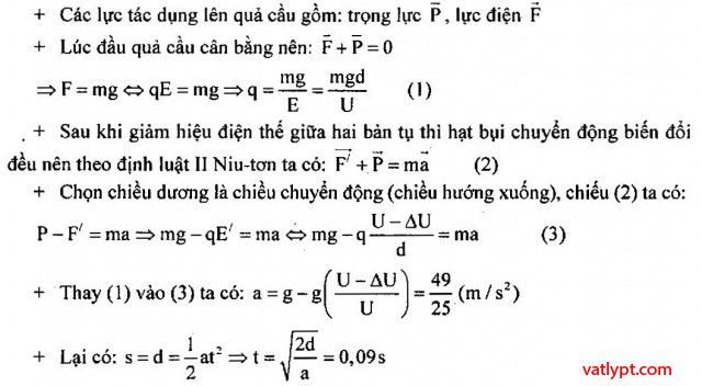 Chuyển động của điện tích trong điện trường đều, vật lí 11 41 Bài tập Chuyển động của điện tích trong điện trường đều, vật lí 11