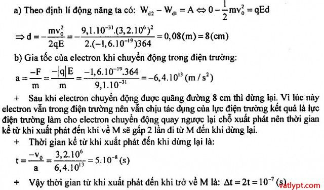 Chuyển động của điện tích trong điện trường đều, vật lí 11 43 Bài tập Chuyển động của điện tích trong điện trường đều, vật lí 11