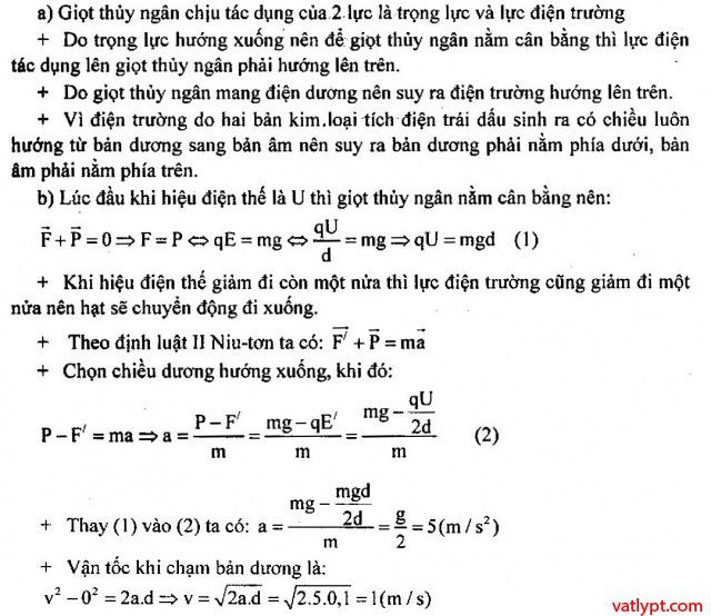 Chuyển động của điện tích trong điện trường đều, vật lí 11 46 Bài tập Chuyển động của điện tích trong điện trường đều, vật lí 11