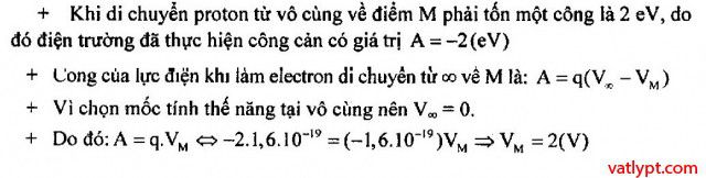 Bài tập công của điện trường, điện thế, hiệu điện thế, vật lí 11 31