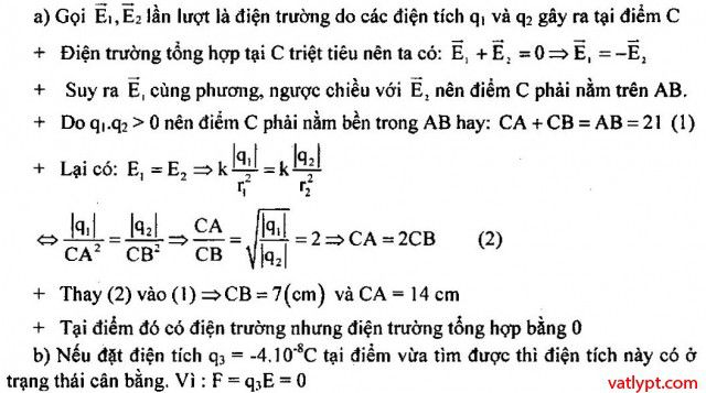 Bài tập cường độ điện trường vật lí 11 37