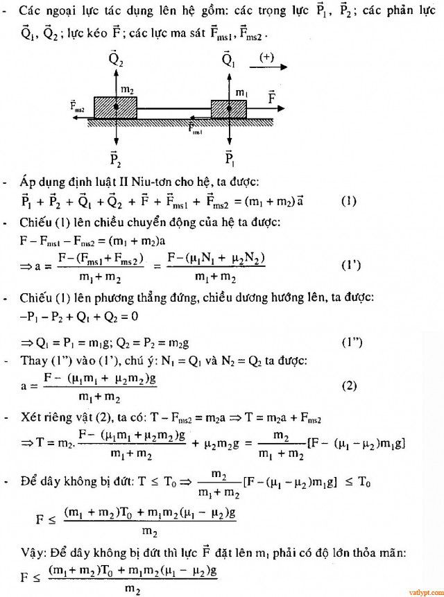 Bài tập định luật II Newton hệ vật, vật lí 10 71