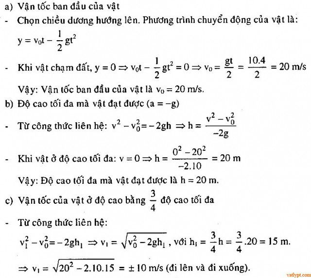 Bài tập rơi tự do dạng bài tập ném thẳng đứng 7