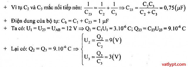 Bài tập tụ điện, ghép tụ điện chưa tích điện, vật lí 11 75