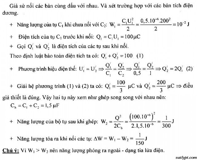 Bài tập tụ điện, ghép tụ điện đã tích điện, vật lí 11