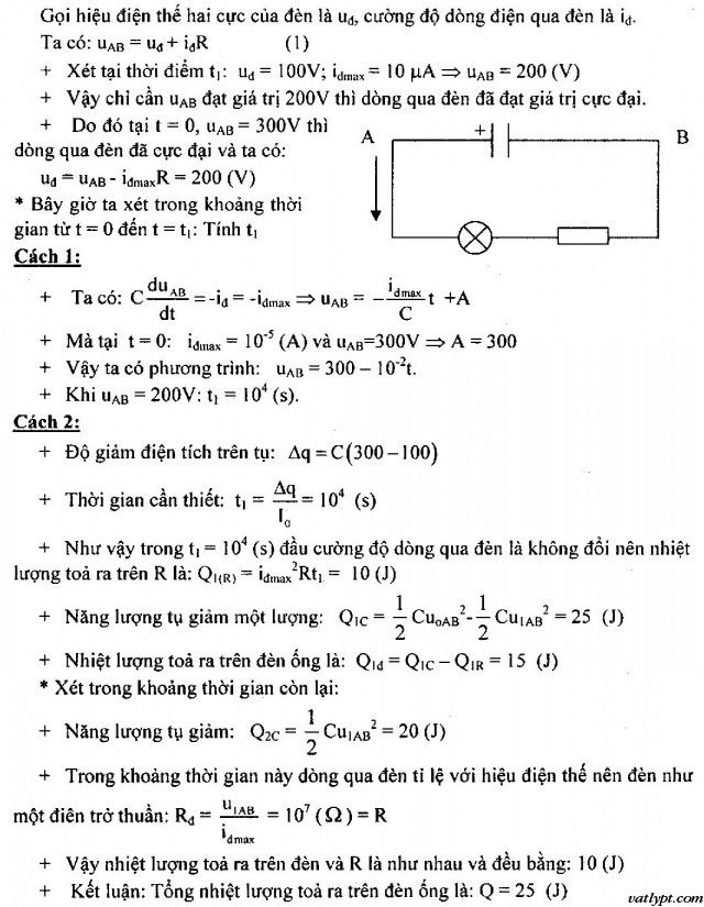 Bài tập tụ điện, ghép tụ điện đã tích điện, vật lí 11