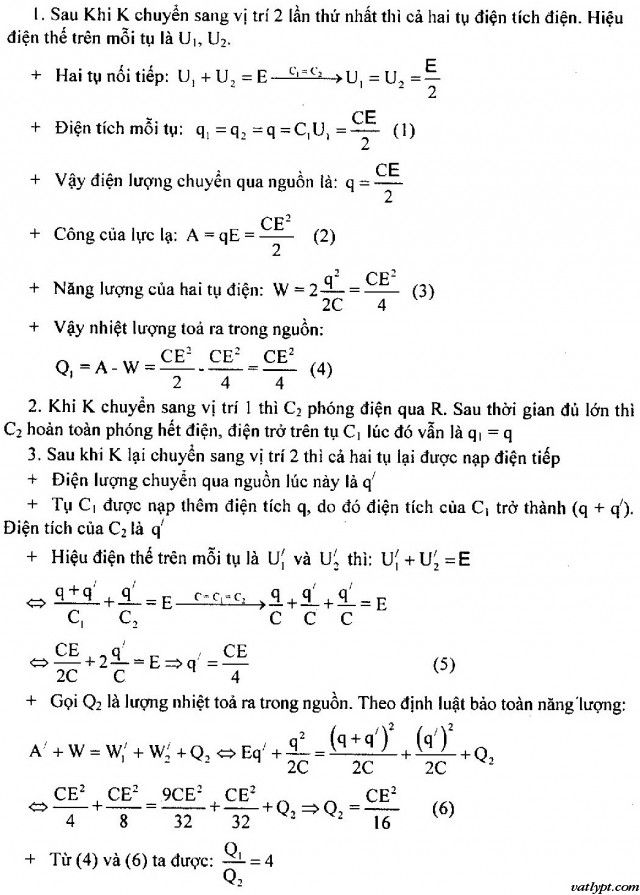 Bài tập tụ điện, ghép tụ điện đã tích điện, vật lí 11