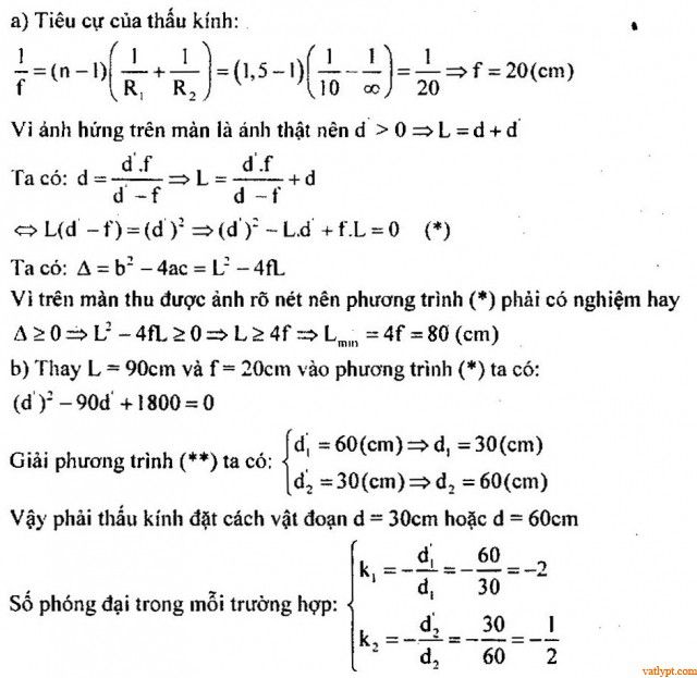 Bài tập xác định các đại lượng cơ bản của thấu kính mỏng 45