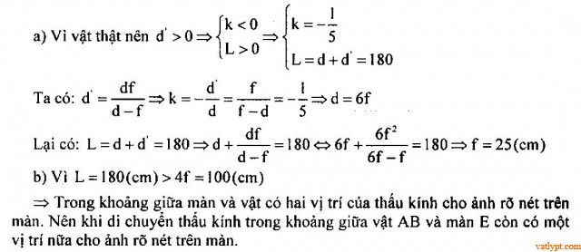 Bài tập xác định các đại lượng cơ bản của thấu kính mỏng 49