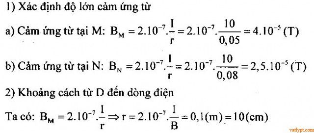 Bài tập cảm ứng từ tổng hợp của các dòng điện thẳng.