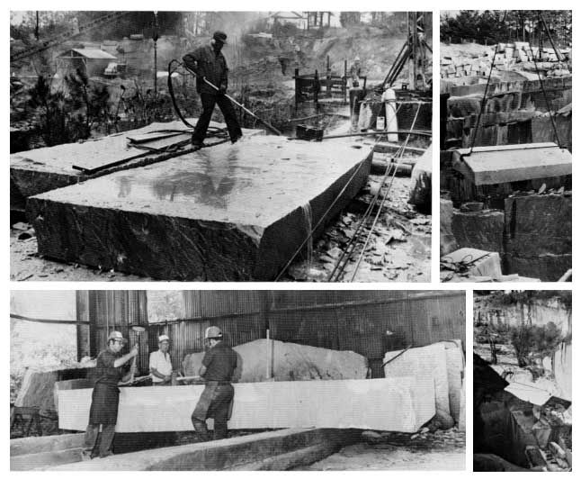 Quá trình thi công trên tấm đá granite khổng lồ