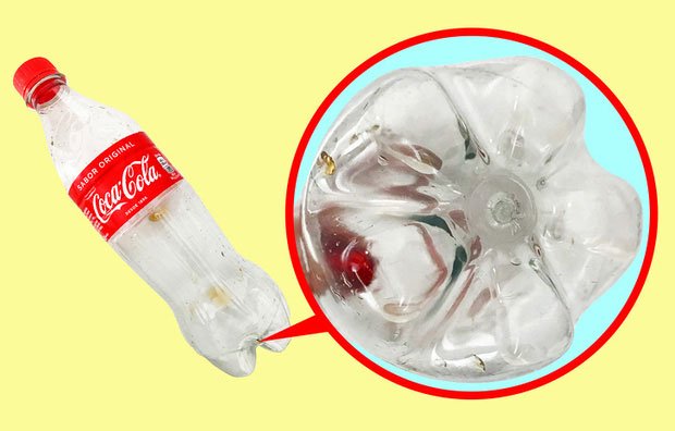 Với hình dáng đáy chai như này, bạn chỉ có thể làm biến dạng phần trên của chai trong khi phần đáy thì rất khó.