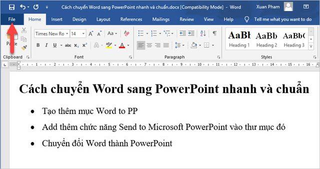 Nhấn vào File
