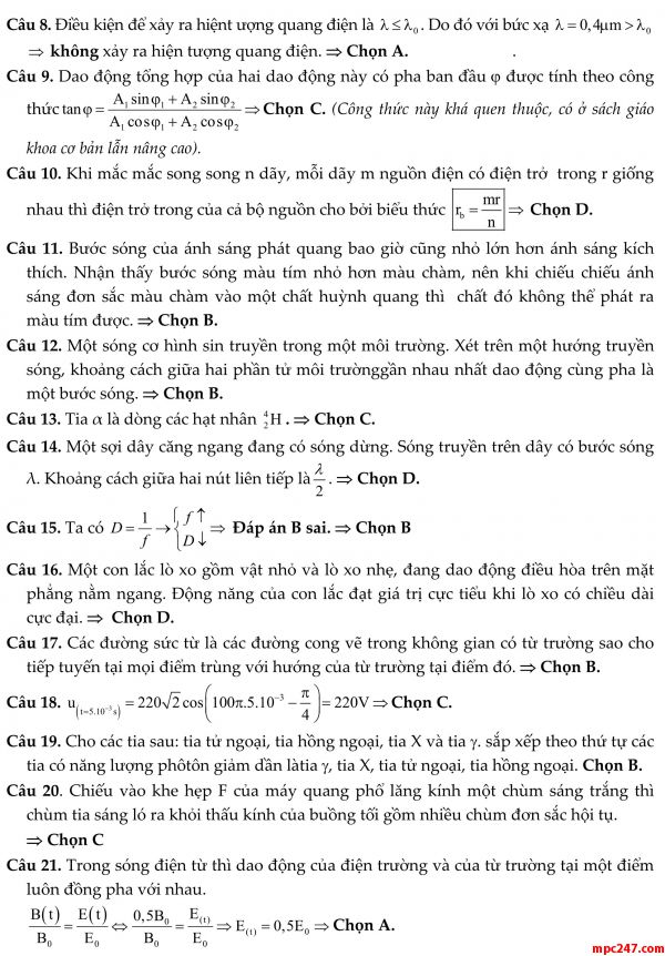 Đề 014: thi thử môn vật lí THPTQG (đáp án + giải chi tiết) 11