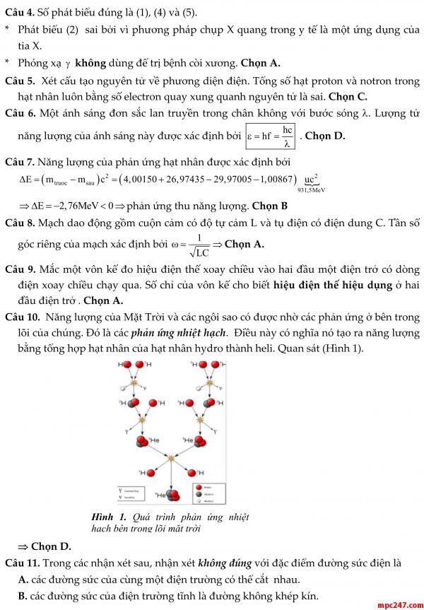Đề 016: thi thử môn vật lí THPTQG (đáp án + giải chi tiết) 11