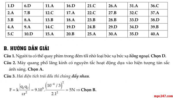 Đề 016: thi thử môn vật lí THPTQG (đáp án + giải chi tiết) 9