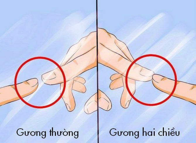 Nếu hai đầu ngón tay chạm nhau, bạn có thể đang nhìn một chiếc gương hai chiều.