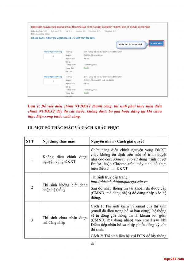 Hướng dẫn điều chỉnh nguyện vọng Đại học, Cao đẳng 2019 35