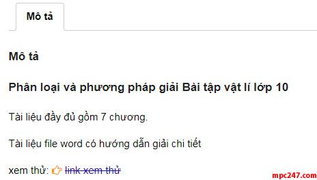 Hướng dẫn mua tài liệu vật lí file word trên trang vatlypt.com 9