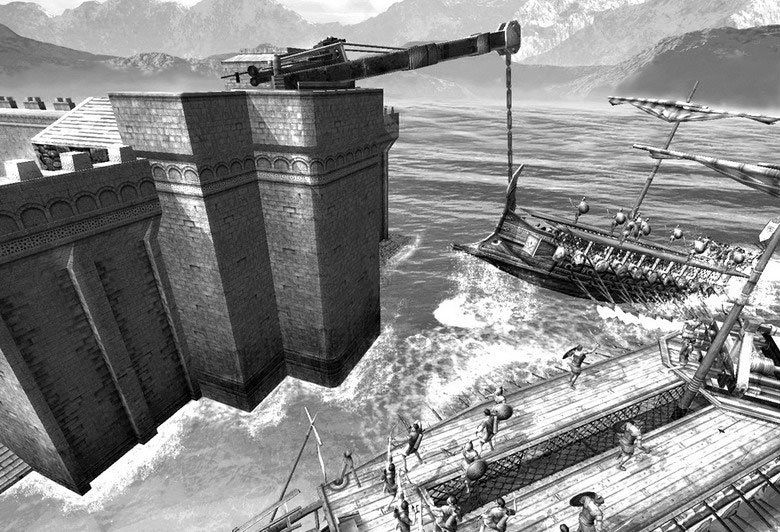 Nếu Trireme là những bá chủ đại dương thời cổ đại thì "Móng Archimedes" là khắc tinh của chúng ở bờ biển