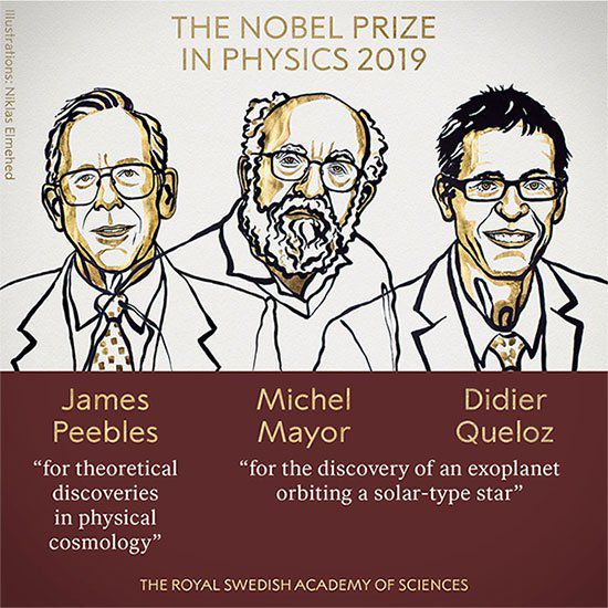 Ba nhà khoa học đoạt giải Nobel Vật lí 2019.
